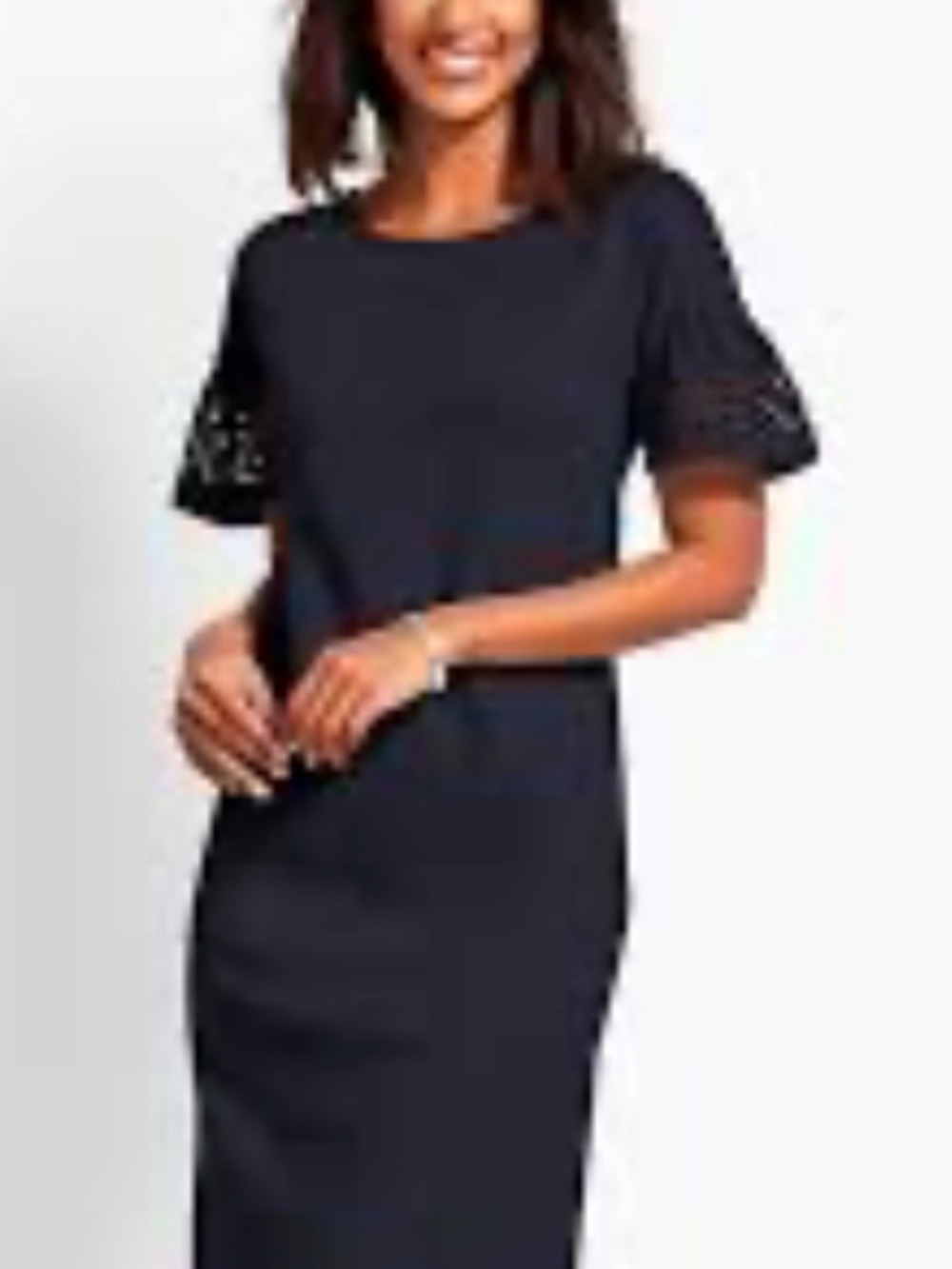 NWT Talbots navy blue cotton shift dress with eyelet details LP